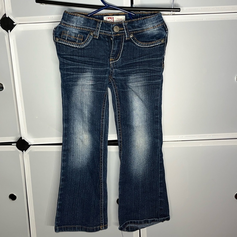 LEI Chelsea Bootcut Jeans Girls Size 4 Low Rise Adjustable Waist Denim